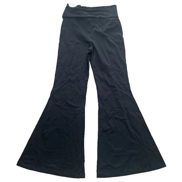 aerie Offline Women's Sz Small Black OG Foldover Hi-Waisted Super Flare Leggings - Picture 2 of 4